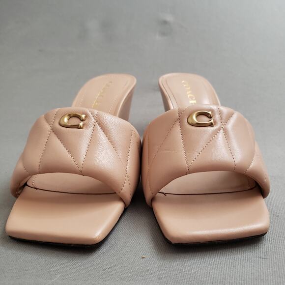 COACH Emma Leather Wedges in Buff Size 7.5 COAH-WZ182 Quilted Tan - Picture 7 of 16